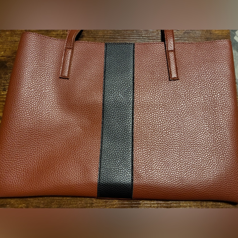 Vince Camuto Brown and Black Belt Bag Pebbled Leather